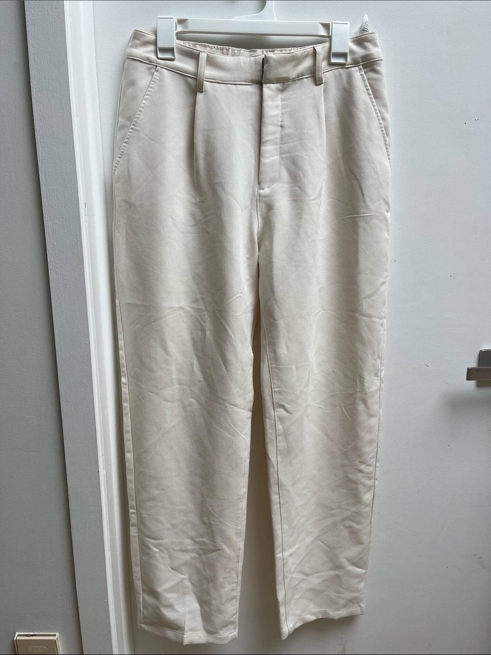 Abercrombie & Fitch Cream High-Rise Straight Trousers